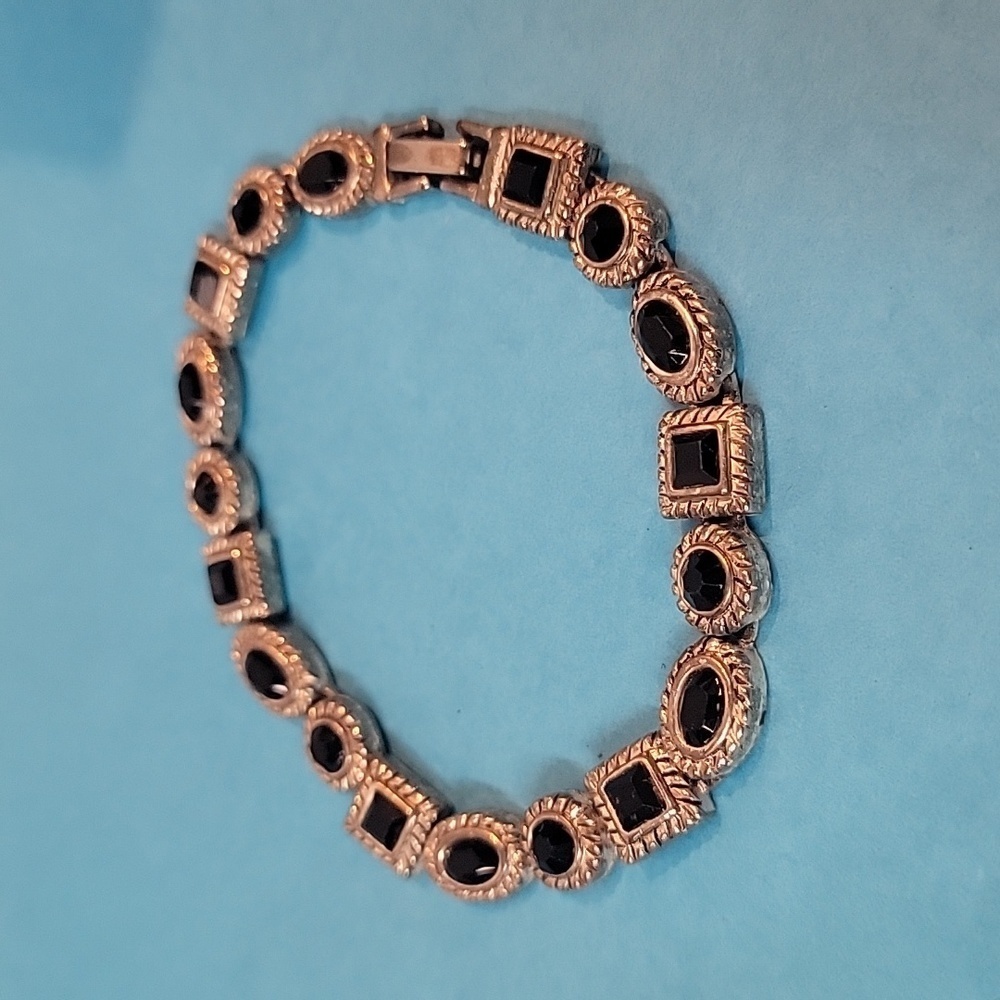 Black Gemstones Statement Bracelet